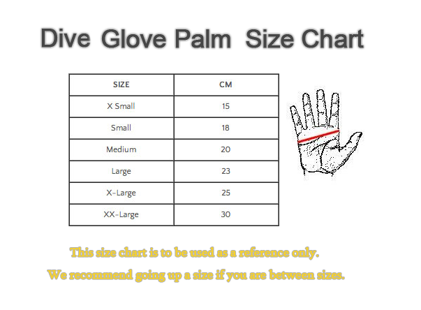 Ocean hunter Dive Glove Size chart